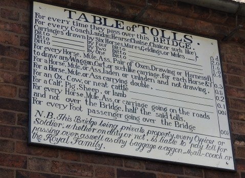 Table of Tolls